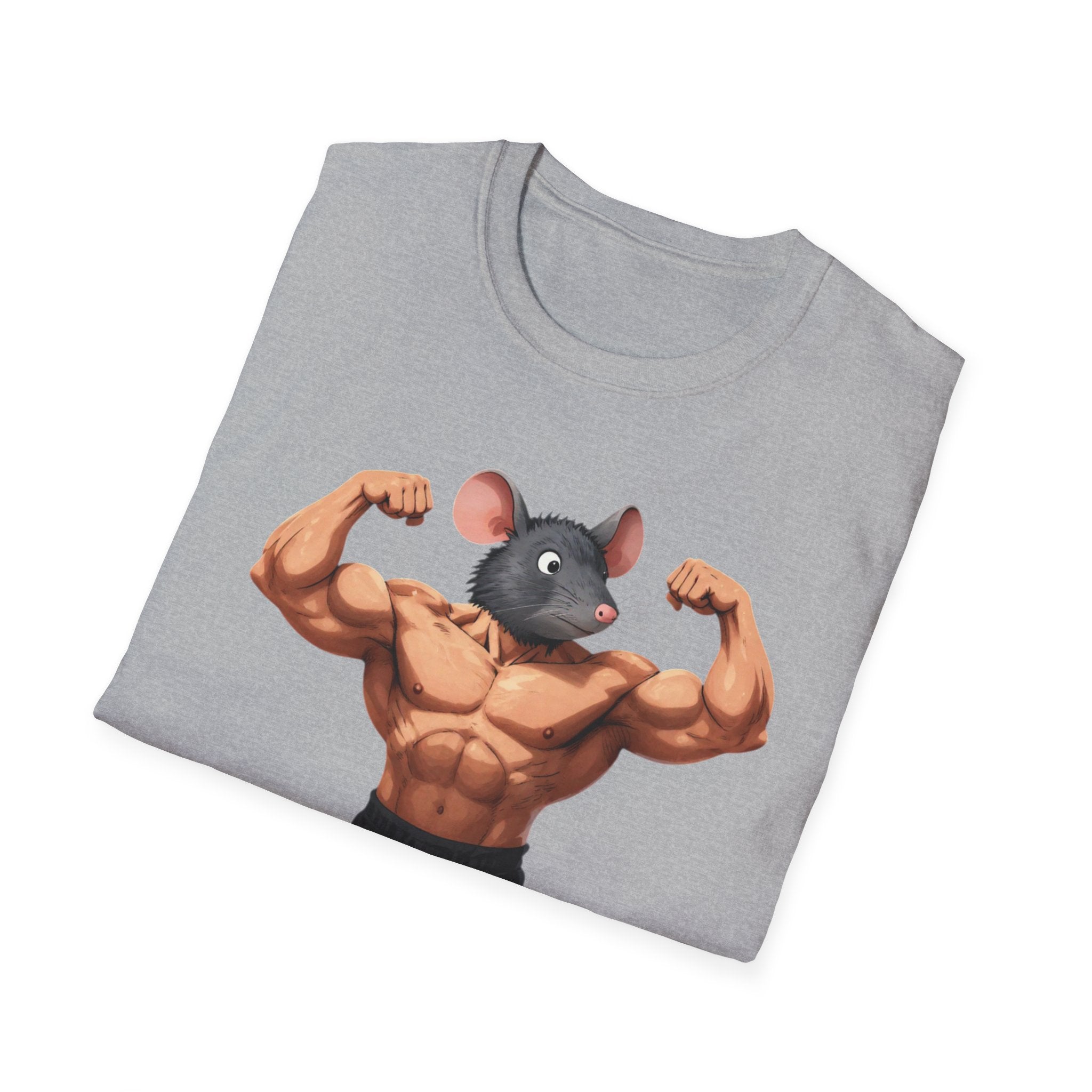 🔥🔥Muscle Rat T-Shirt — Funny Bodybuilder Mouse Fitness Tee🥵💪💪