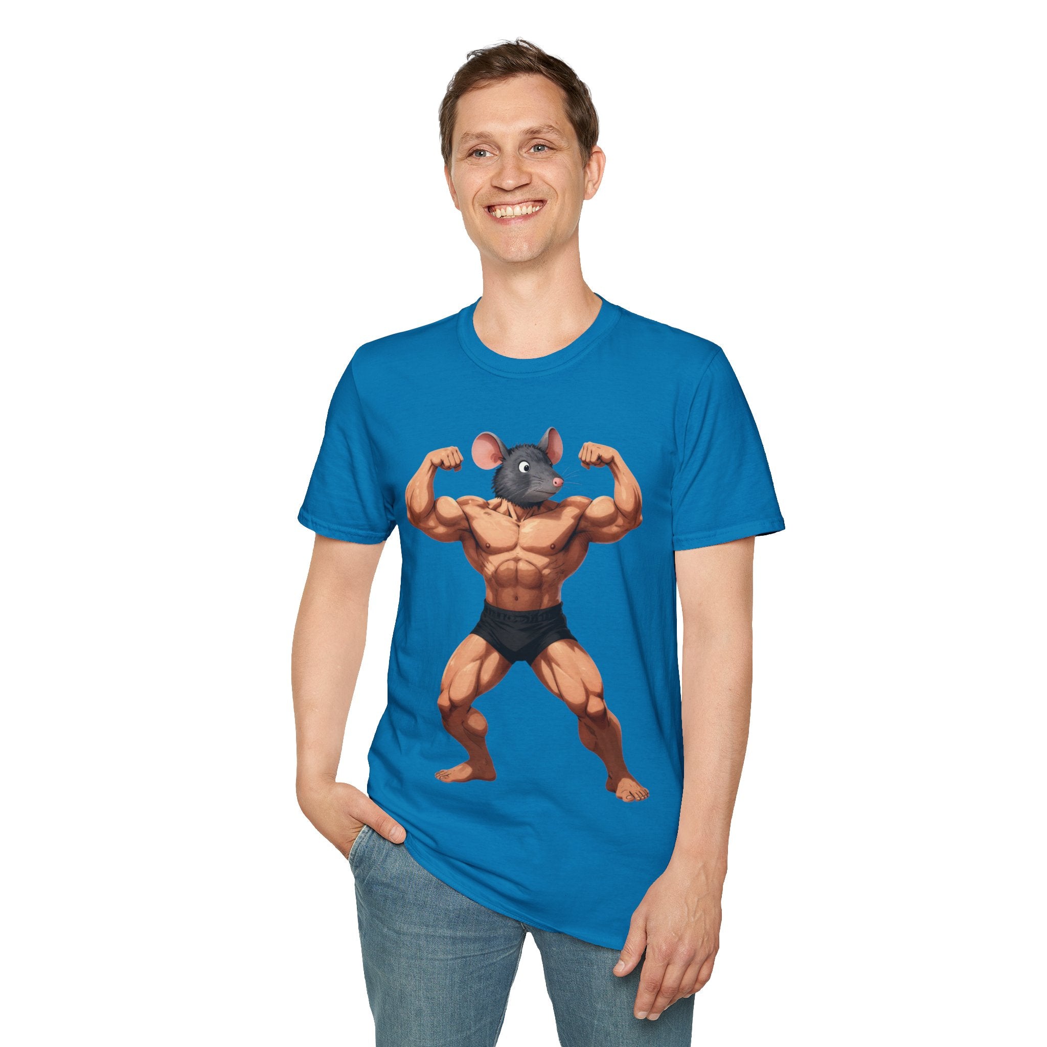 🔥🔥Muscle Rat T-Shirt — Funny Bodybuilder Mouse Fitness Tee🥵💪💪