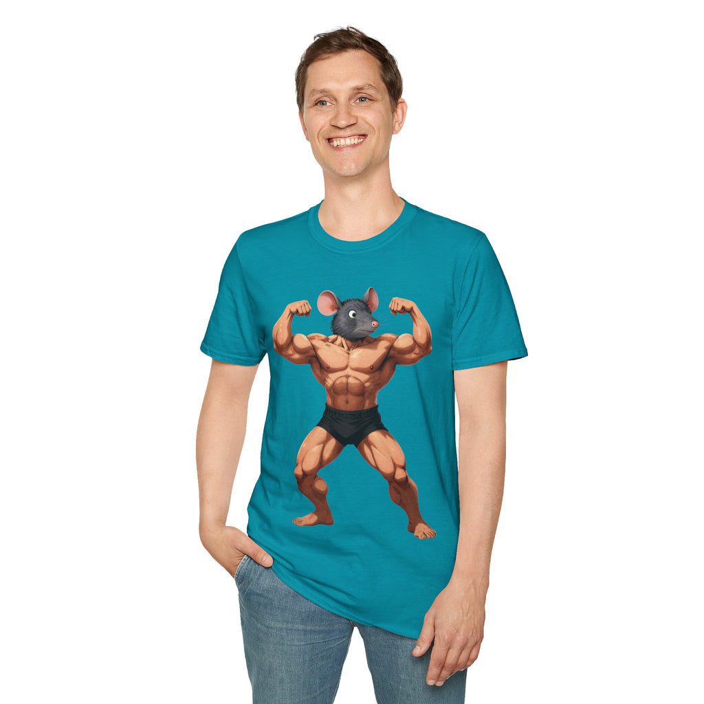 🔥🔥Muscle Rat T-Shirt — Funny Bodybuilder Mouse Fitness Tee🥵💪💪