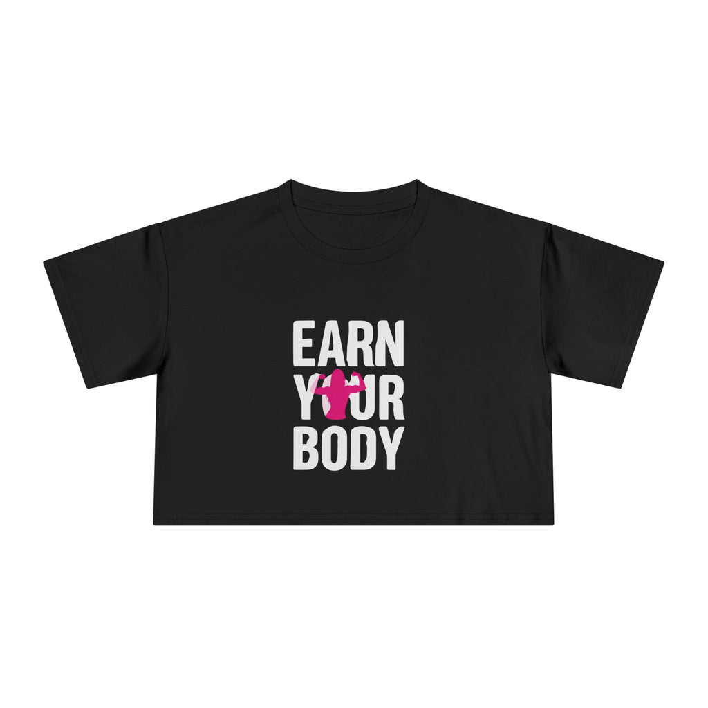 😍🔥Kronex Fit Earn Your Body Crop Tee – Women's Fitness Graphic Top💪👑