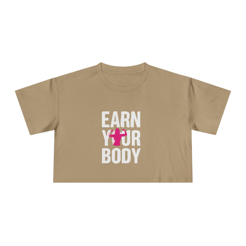 😍🔥Kronex Fit Earn Your Body Crop Tee – Women's Fitness Graphic Top💪👑