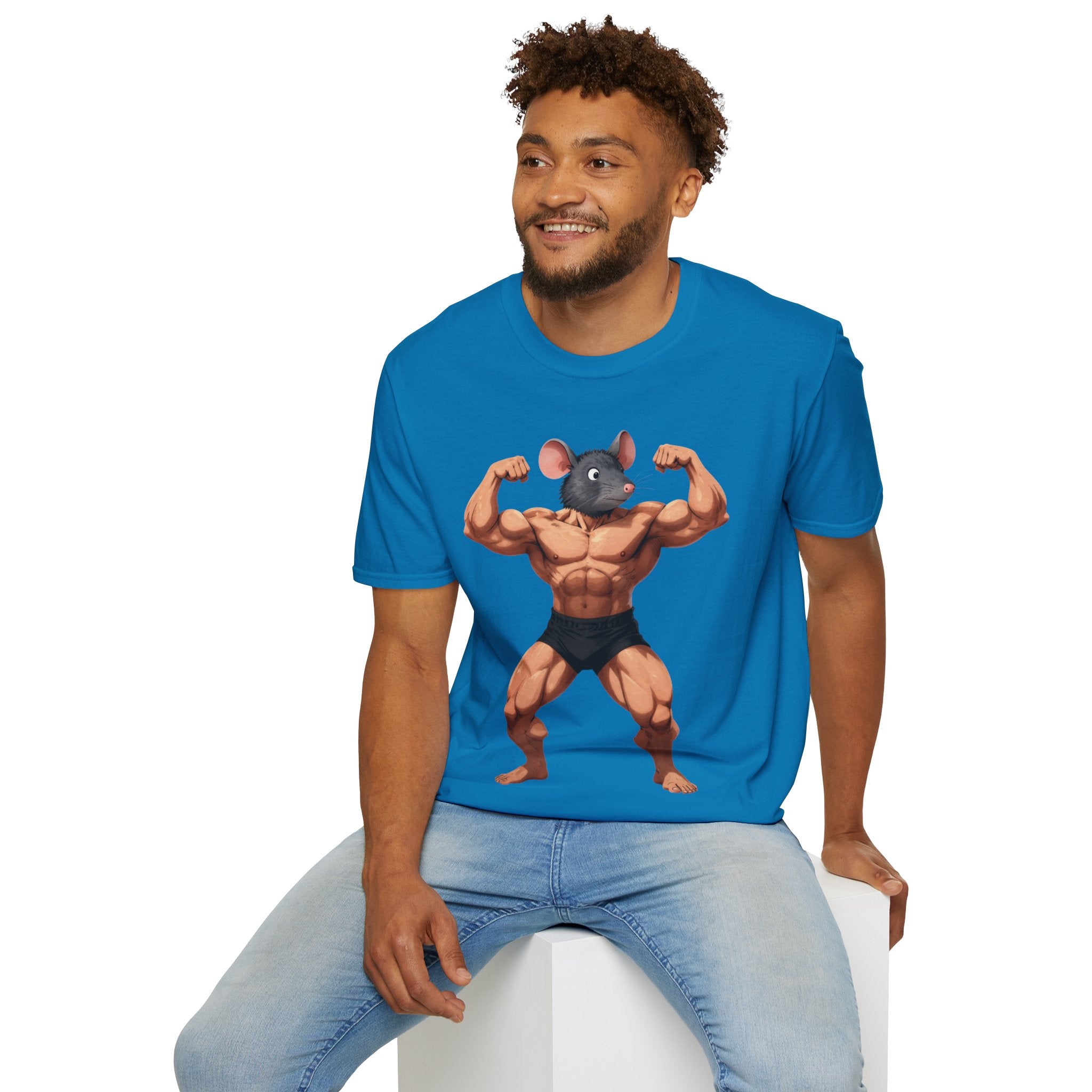 🔥🔥Muscle Rat T-Shirt — Funny Bodybuilder Mouse Fitness Tee🥵💪💪
