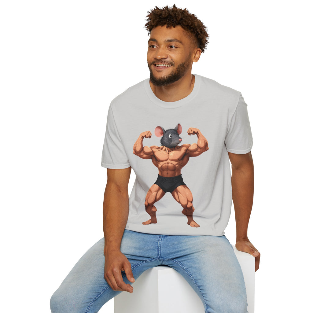 🔥🔥Muscle Rat T-Shirt — Funny Bodybuilder Mouse Fitness Tee🥵💪💪