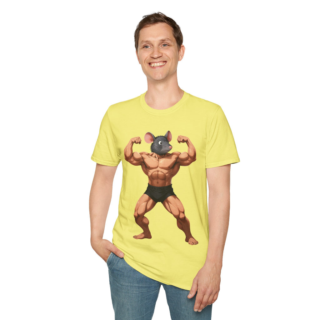🔥🔥Muscle Rat T-Shirt — Funny Bodybuilder Mouse Fitness Tee🥵💪💪