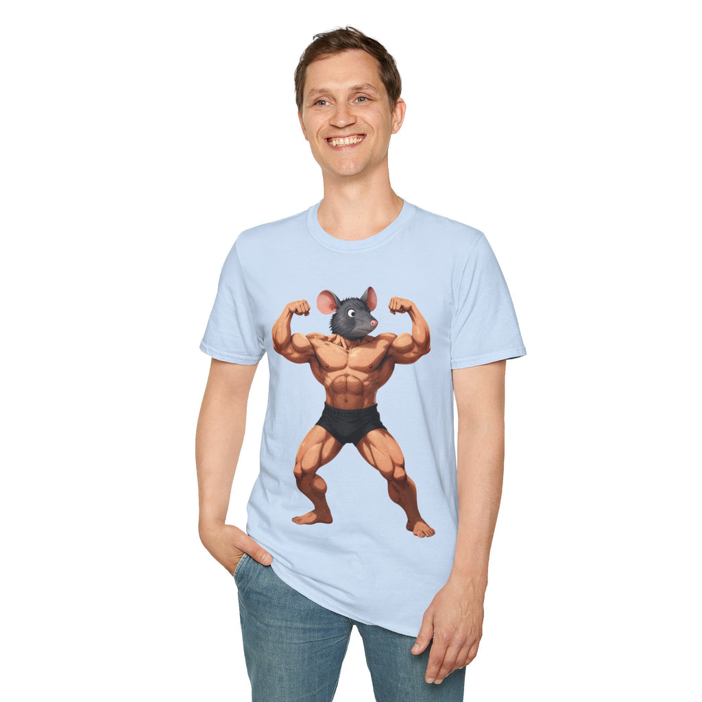🔥🔥Muscle Rat T-Shirt — Funny Bodybuilder Mouse Fitness Tee🥵💪💪