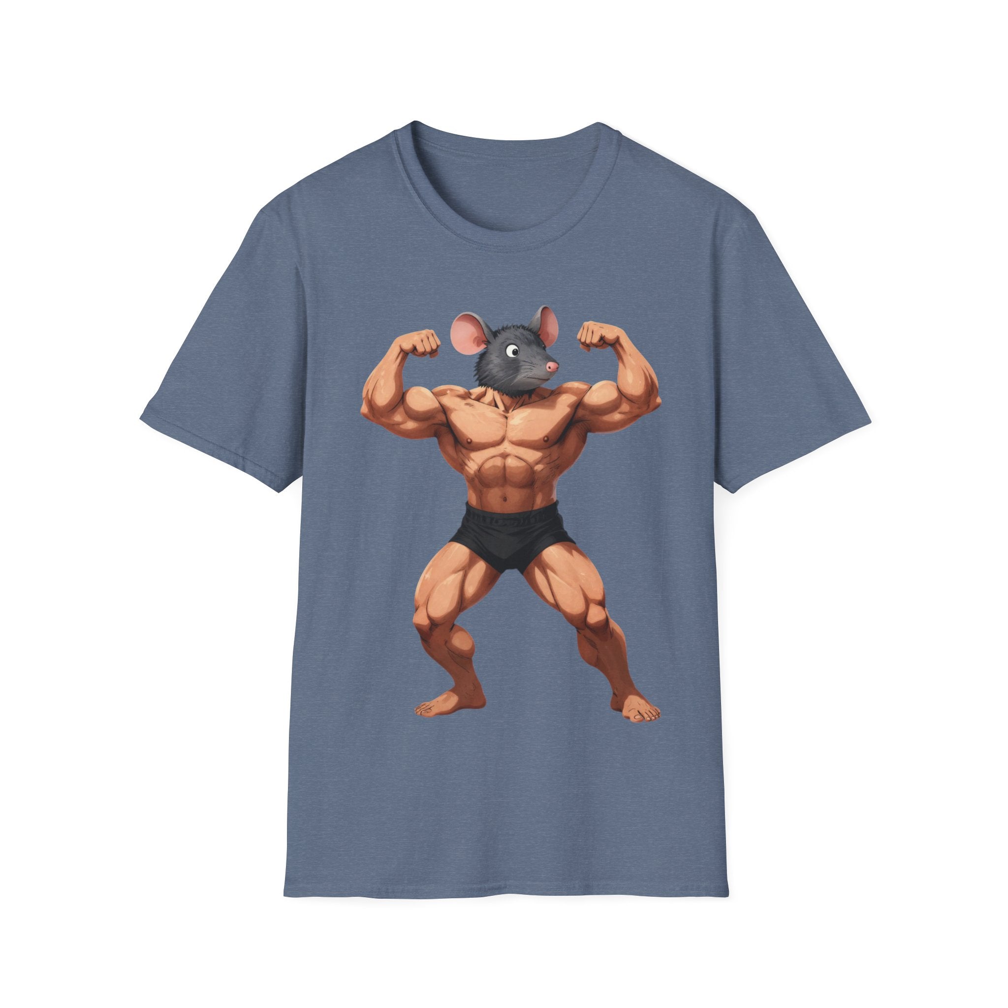 🔥🔥Muscle Rat T-Shirt — Funny Bodybuilder Mouse Fitness Tee🥵💪💪
