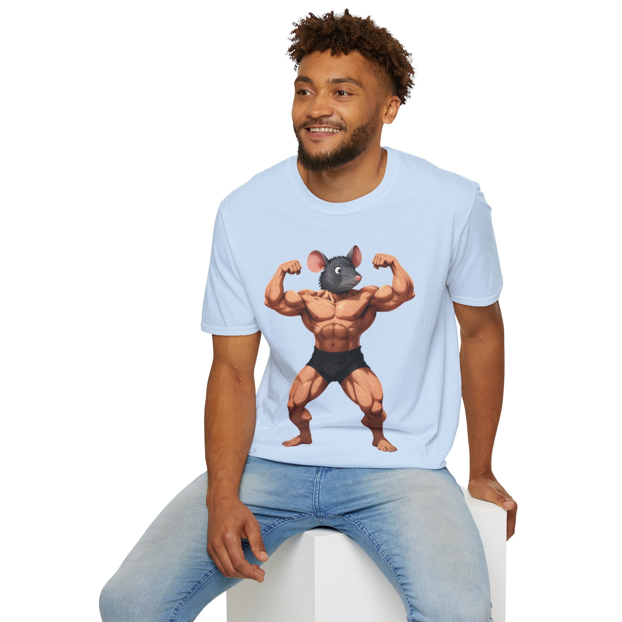 🔥🔥Muscle Rat T-Shirt — Funny Bodybuilder Mouse Fitness Tee🥵💪💪