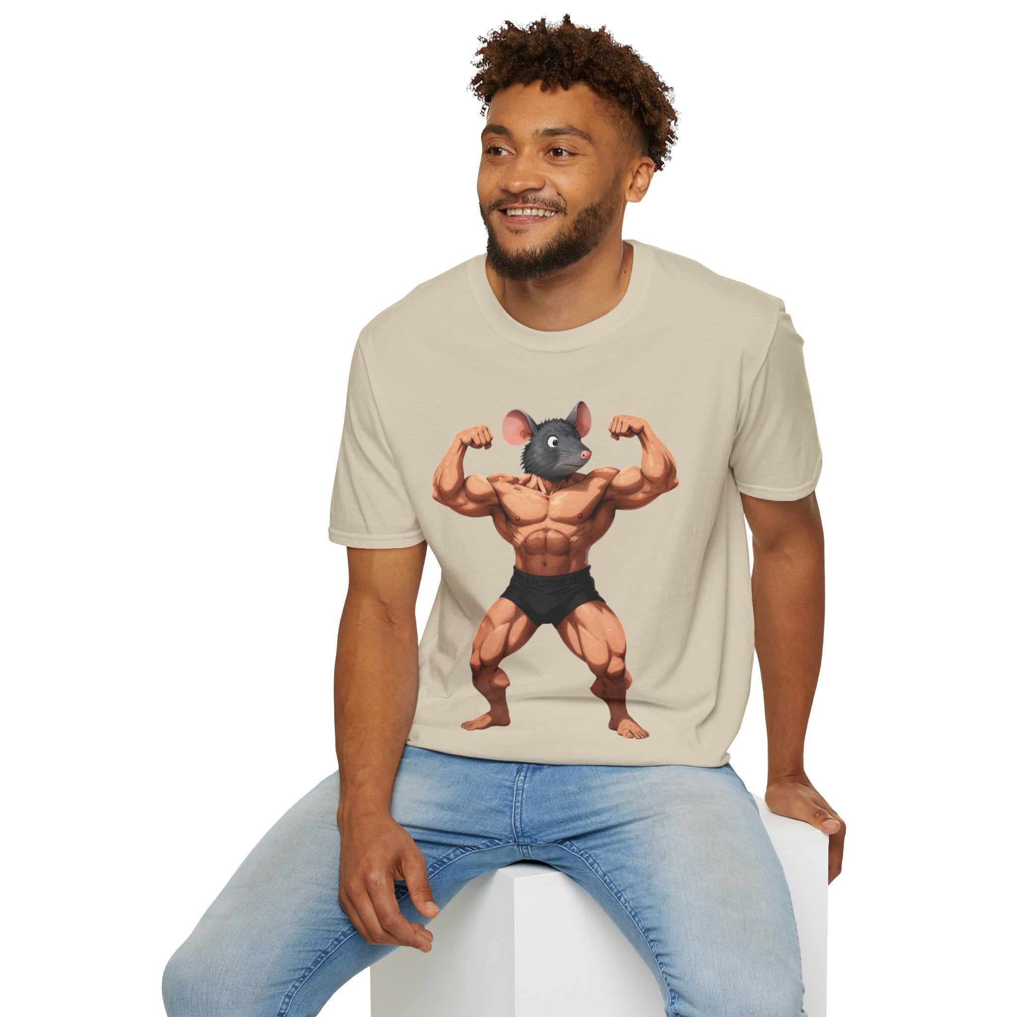 🔥🔥Muscle Rat T-Shirt — Funny Bodybuilder Mouse Fitness Tee🥵💪💪