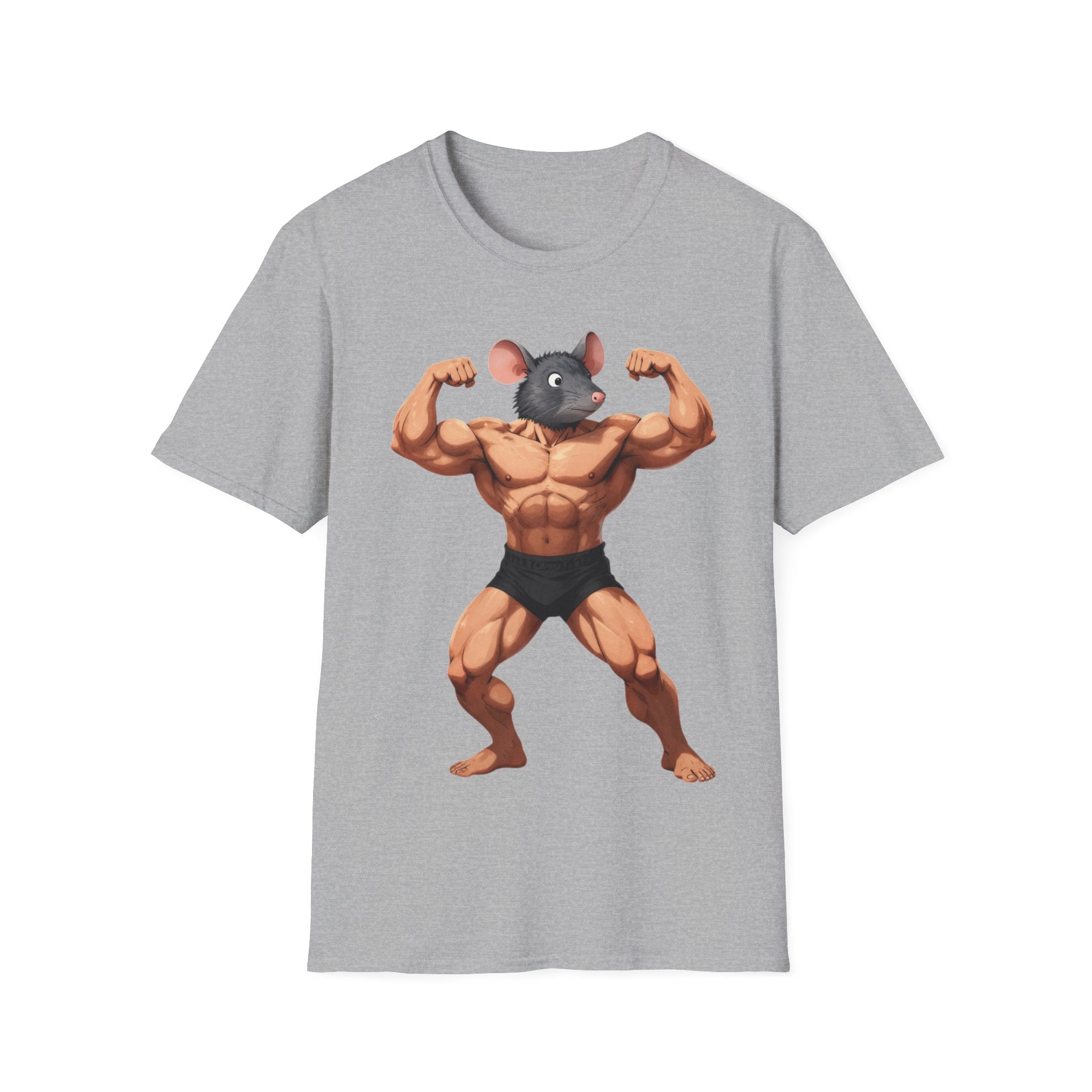 🔥🔥Muscle Rat T-Shirt — Funny Bodybuilder Mouse Fitness Tee🥵💪💪