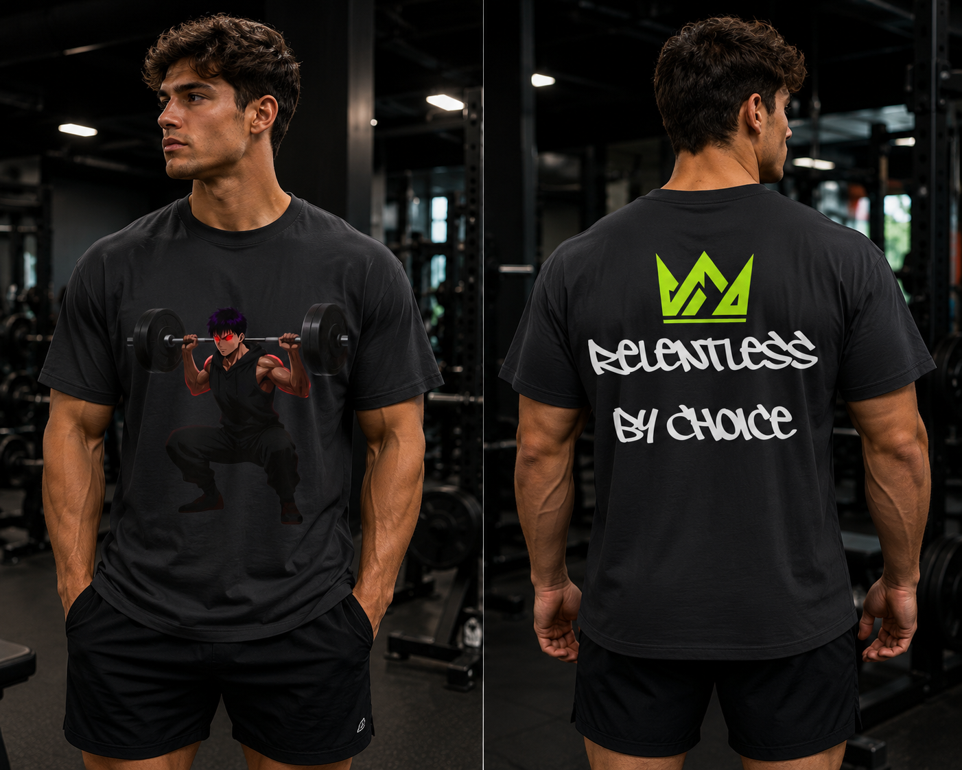 🔥💪Relentless by Choice Boxy Tee — Weightlifting Squat Graphic🥵🔥