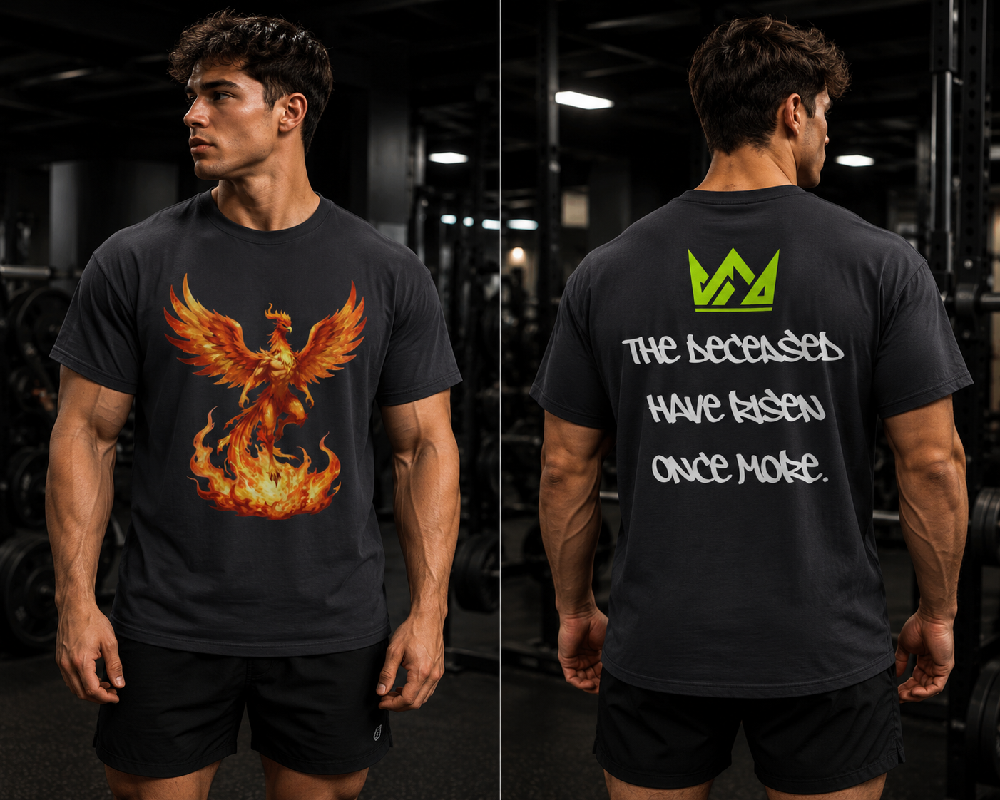 🔥💪Kronex Fit Phoenix Flame Tee – Rise Again Graphic Shirt💯🔥🥵