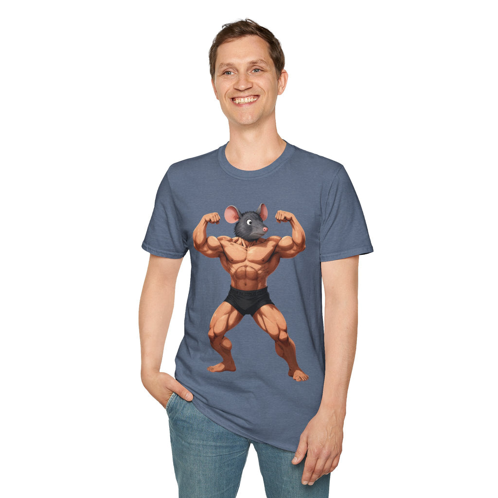 🔥🔥Muscle Rat T-Shirt — Funny Bodybuilder Mouse Fitness Tee🥵💪💪
