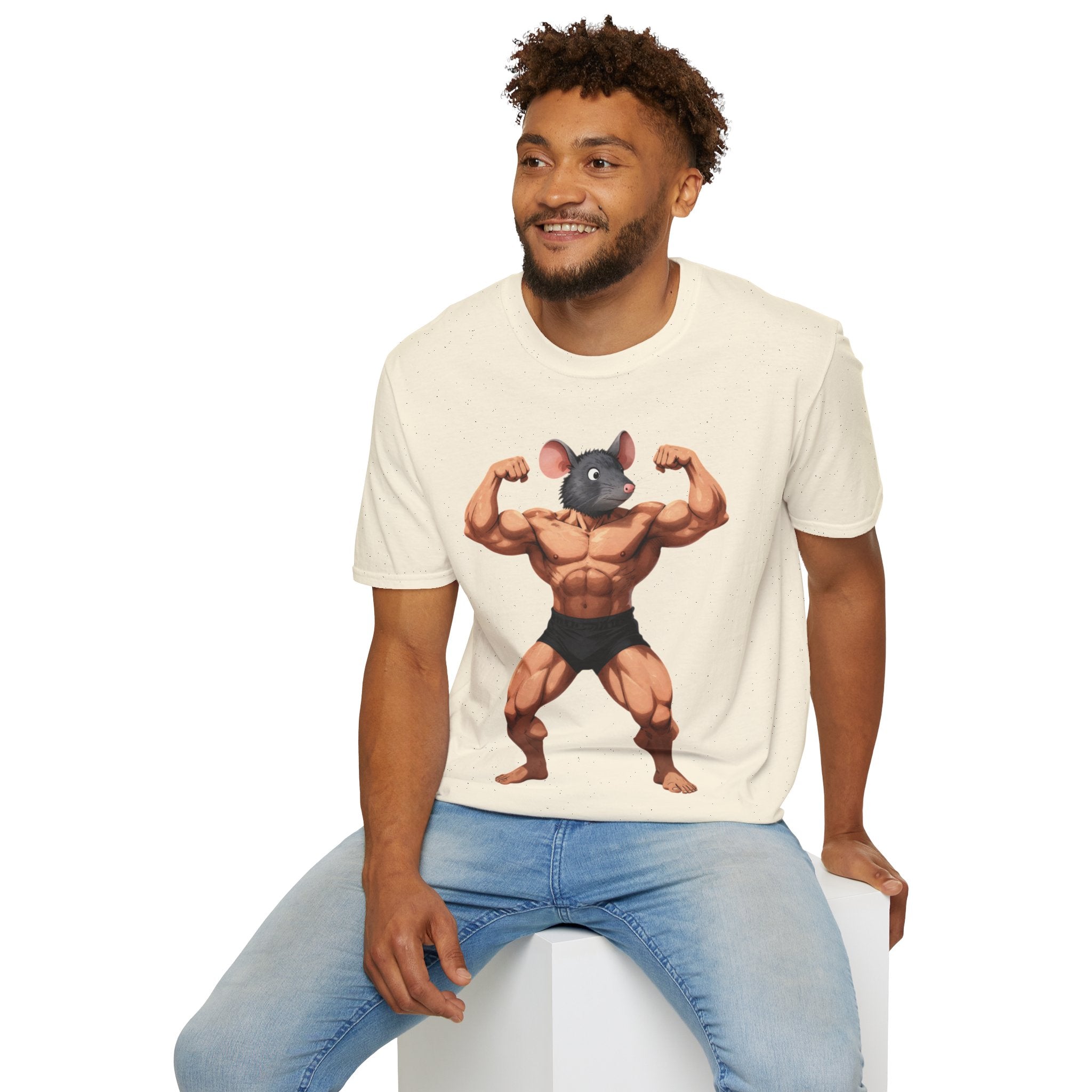 🔥🔥Muscle Rat T-Shirt — Funny Bodybuilder Mouse Fitness Tee🥵💪💪