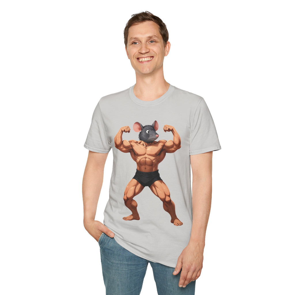 🔥🔥Muscle Rat T-Shirt — Funny Bodybuilder Mouse Fitness Tee🥵💪💪