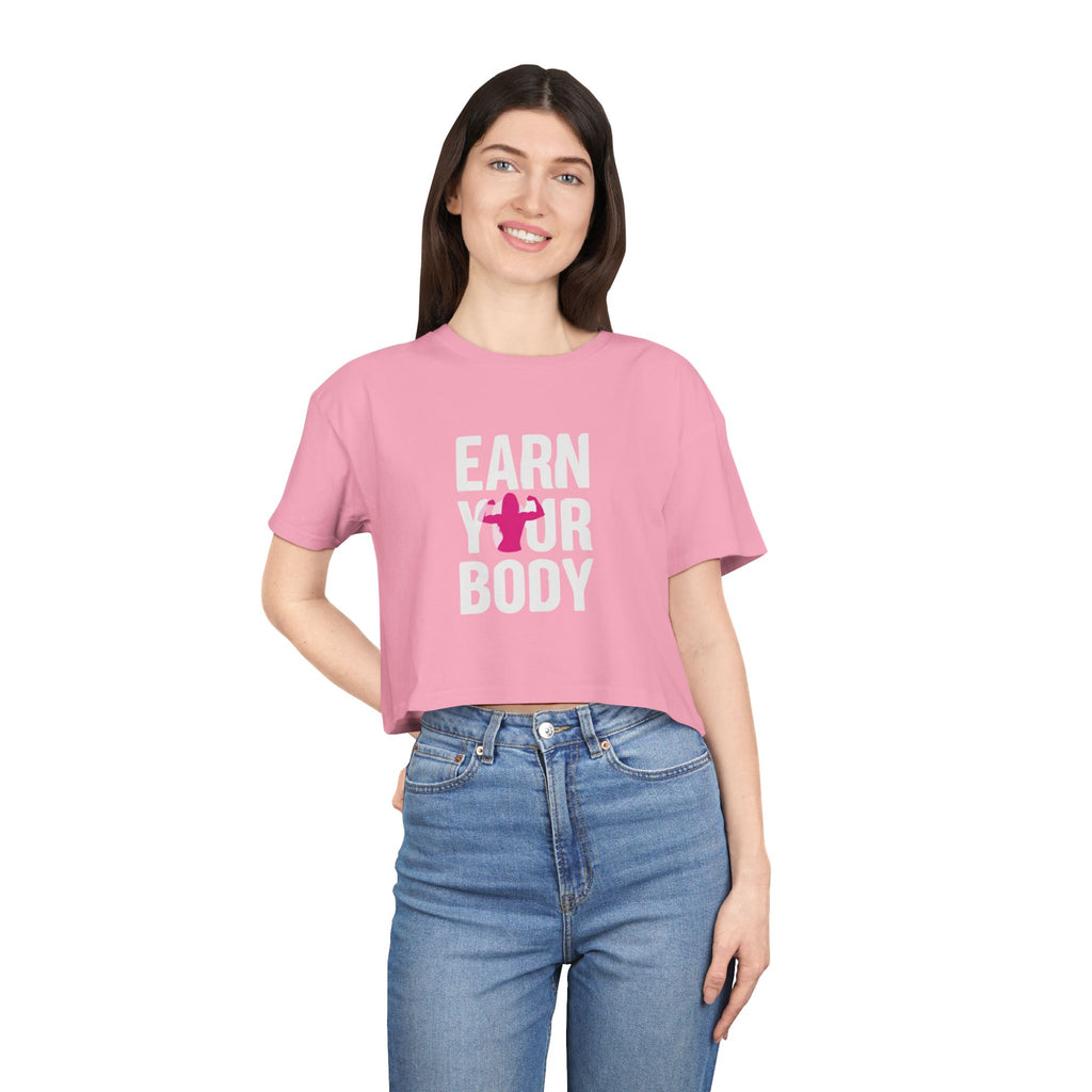 😍🔥Kronex Fit Earn Your Body Crop Tee – Women's Fitness Graphic Top💪👑