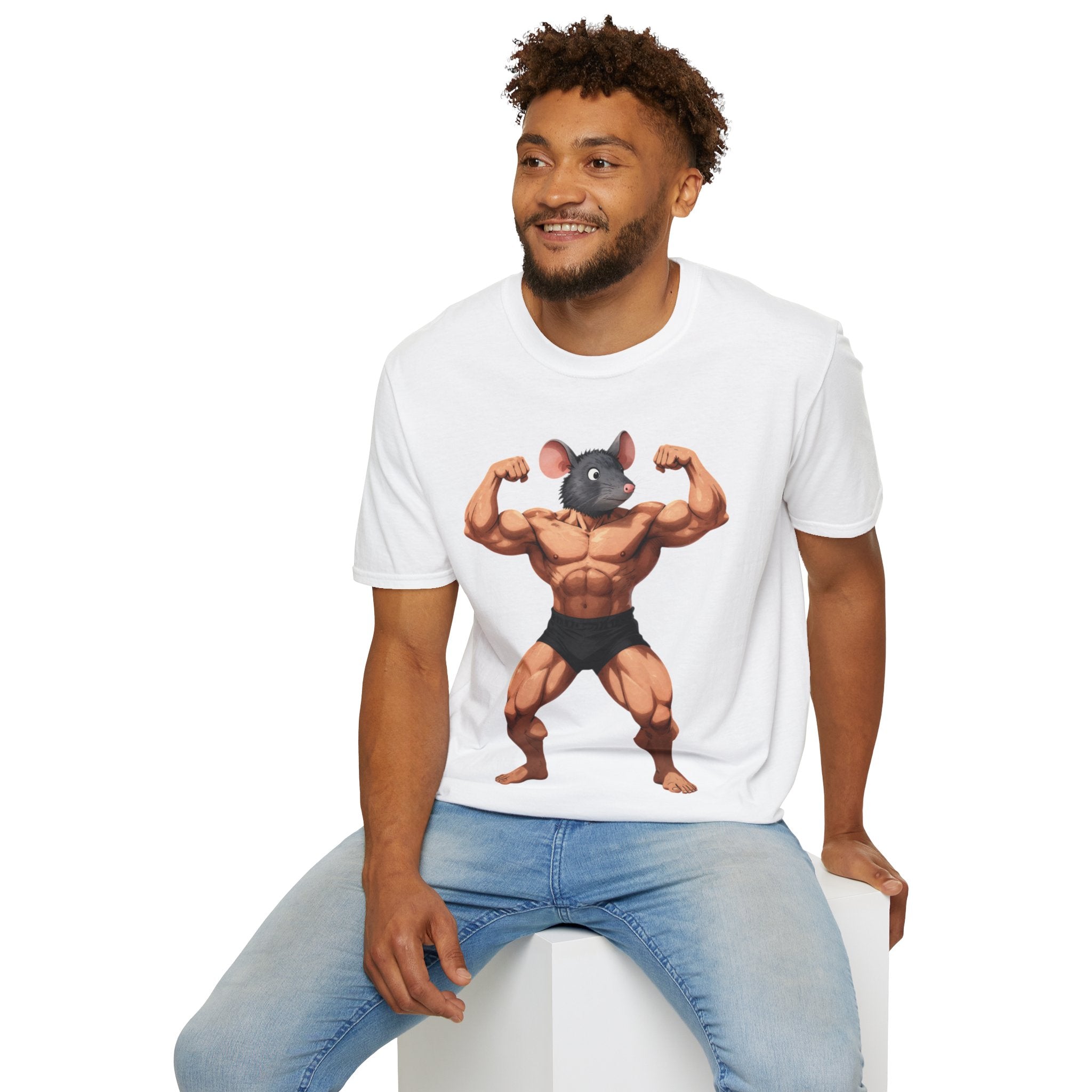 🔥🔥Muscle Rat T-Shirt — Funny Bodybuilder Mouse Fitness Tee🥵💪💪