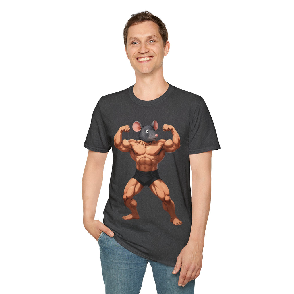 🔥🔥Muscle Rat T-Shirt — Funny Bodybuilder Mouse Fitness Tee🥵💪💪