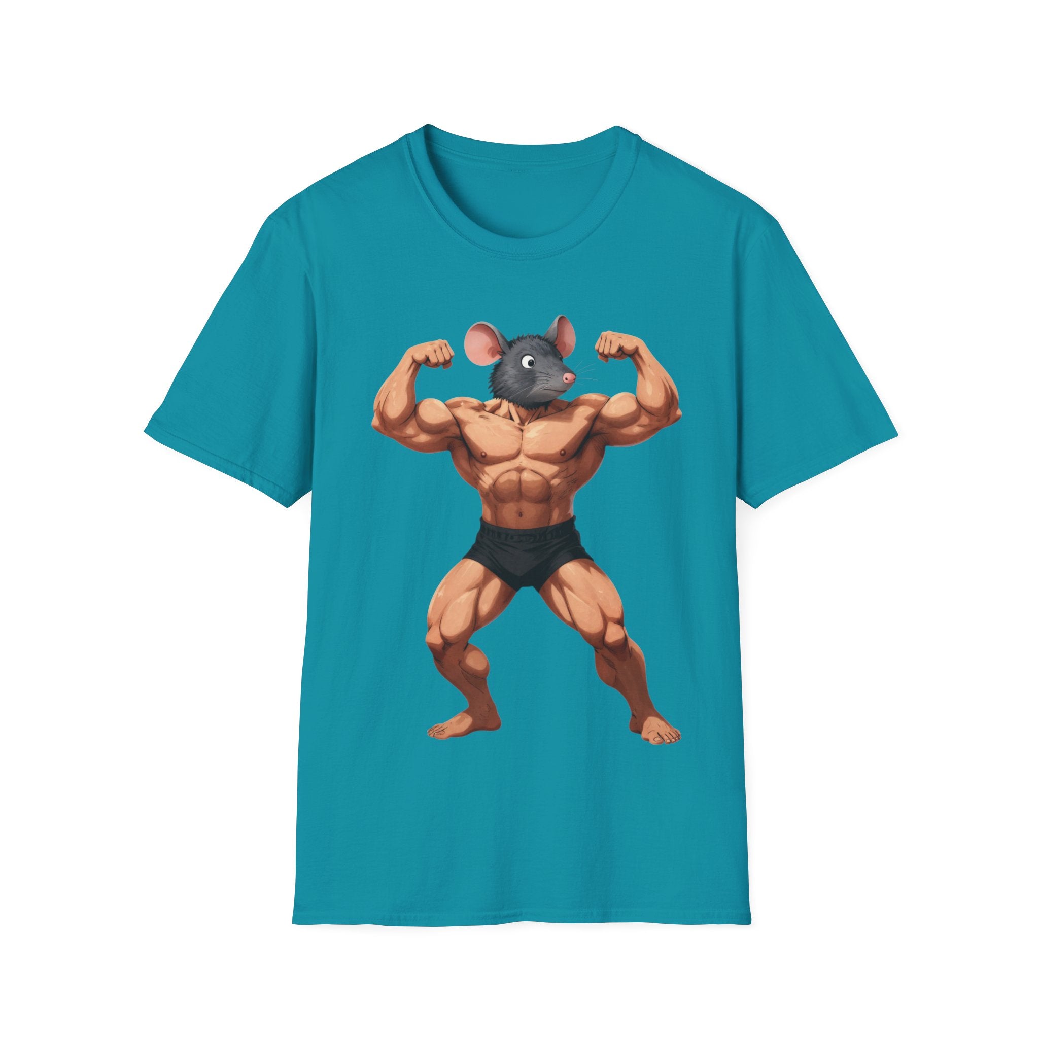 🔥🔥Muscle Rat T-Shirt — Funny Bodybuilder Mouse Fitness Tee🥵💪💪