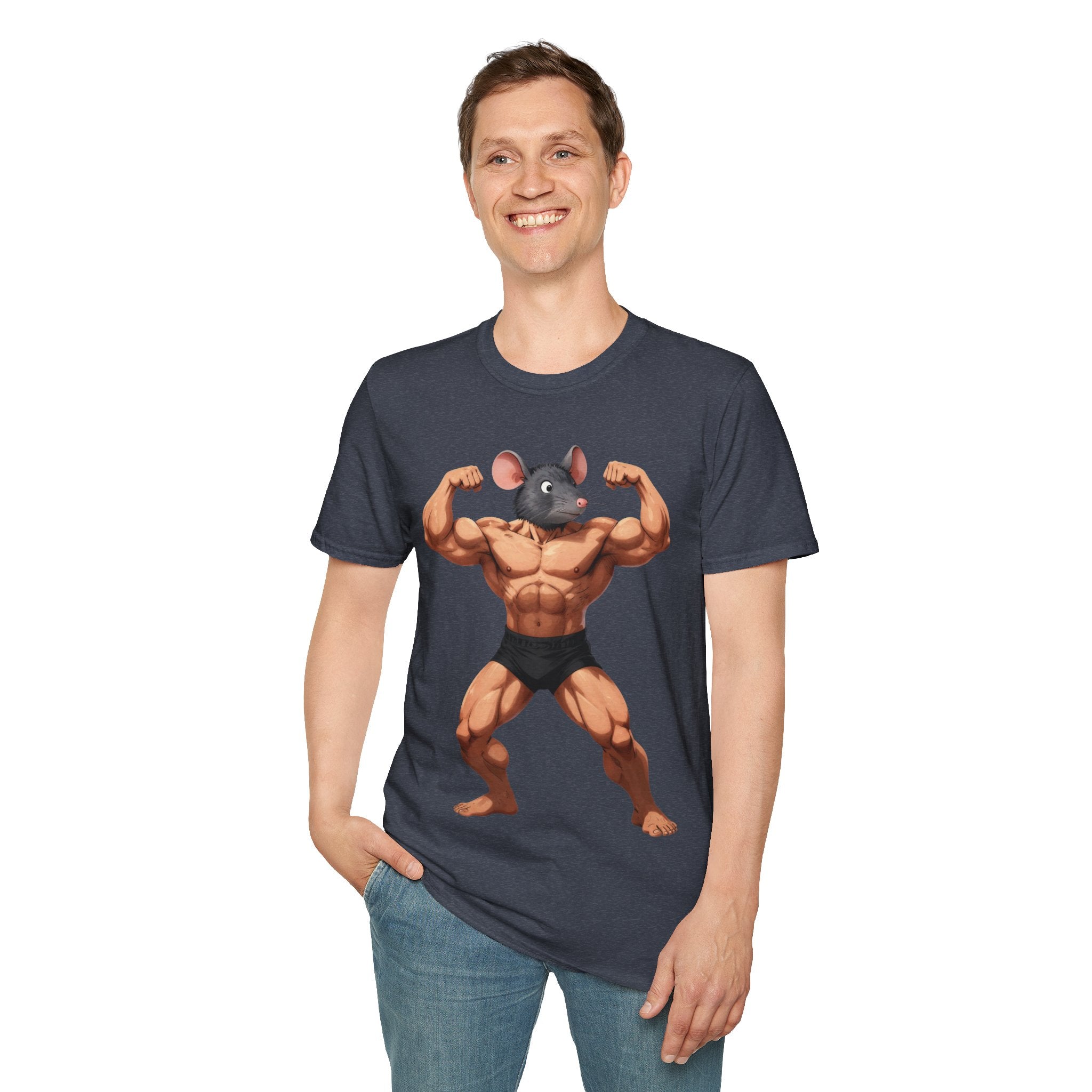 🔥🔥Muscle Rat T-Shirt — Funny Bodybuilder Mouse Fitness Tee🥵💪💪