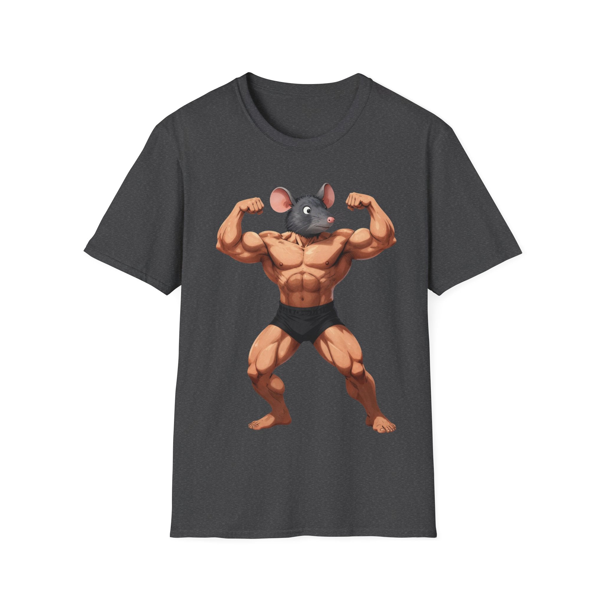 🔥🔥Muscle Rat T-Shirt — Funny Bodybuilder Mouse Fitness Tee🥵💪💪