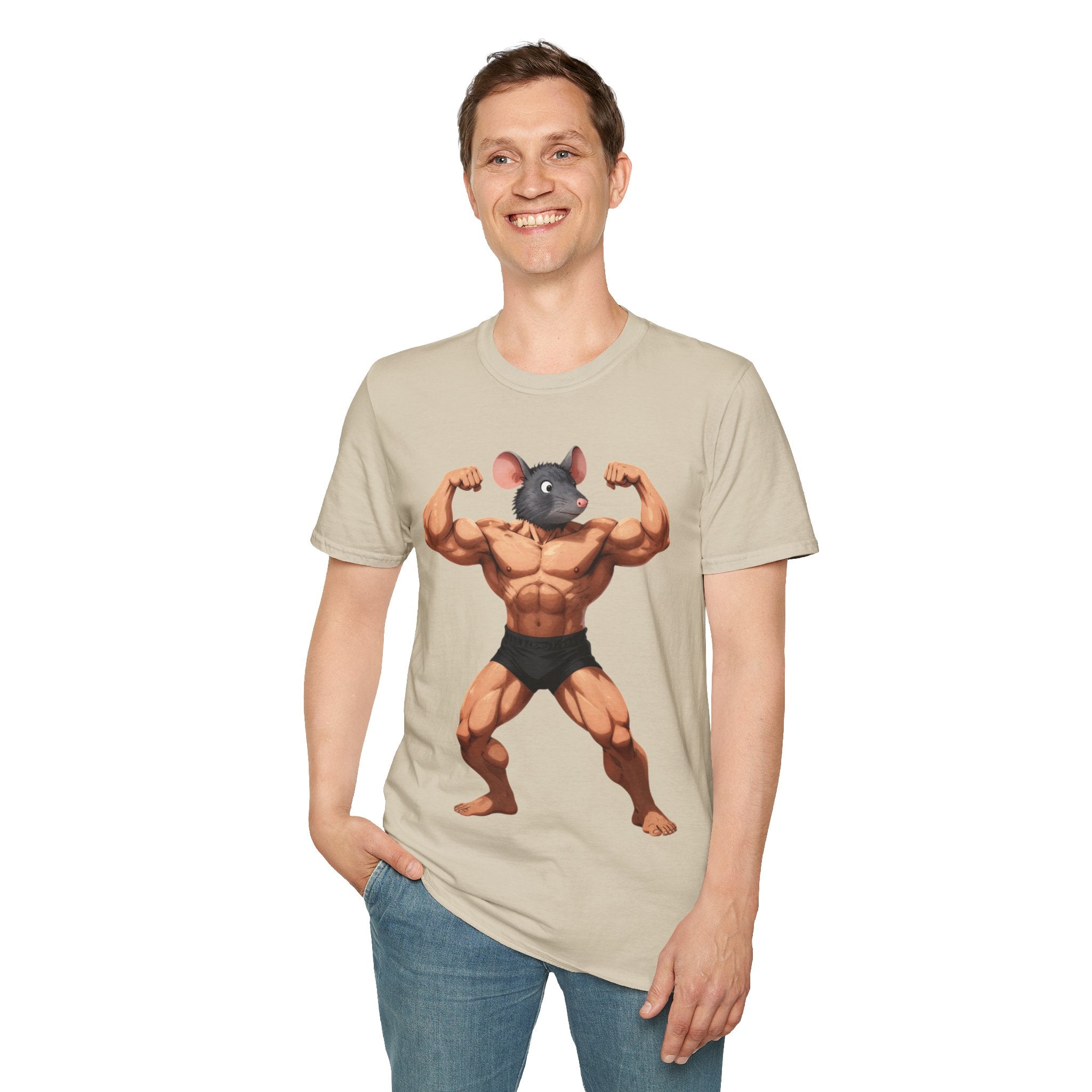 🔥🔥Muscle Rat T-Shirt — Funny Bodybuilder Mouse Fitness Tee🥵💪💪