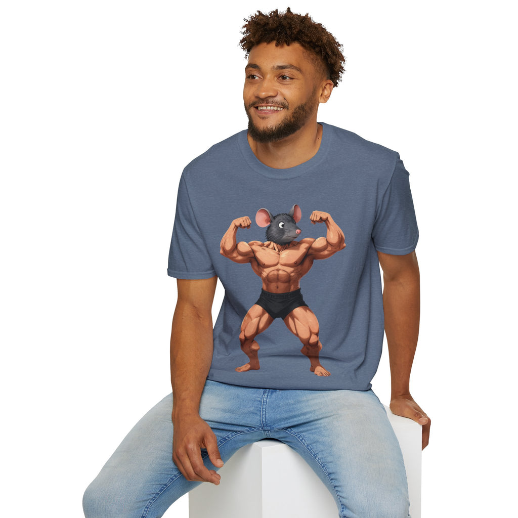 🔥🔥Muscle Rat T-Shirt — Funny Bodybuilder Mouse Fitness Tee🥵💪💪